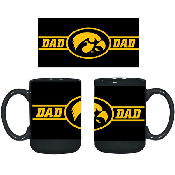 Iowa Hawkeyes Dad Black Mug