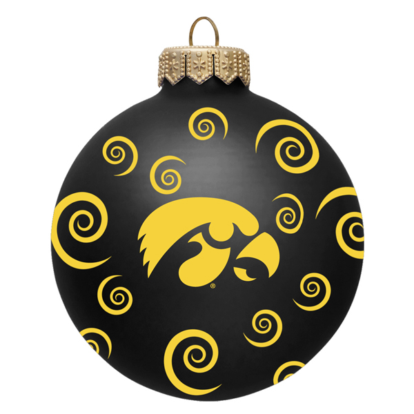 Iowa Hawkeyes Swirl Ball Ornament