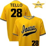 Iowa Hawkeyes Youth Baseball Tello Gold #28 Jersey