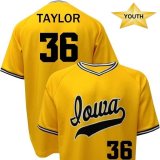 Iowa Hawkeyes Youth Baseball Taylor Gold #36 Jersey