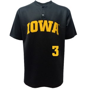 Iowa Hawkeyes Baseball Burt Black #3 Jersey