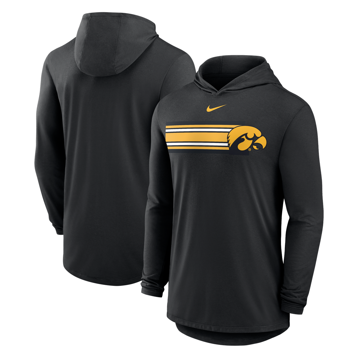 Men's Nike Iowa Hawkeyes Pattern LS Hooded Tee