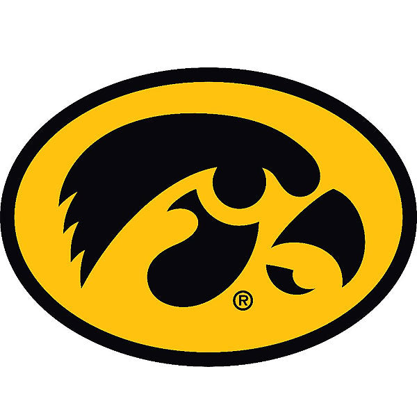 IOWA HAWKEYES OVAL TIGERHWK GOLD/BLK DECAL