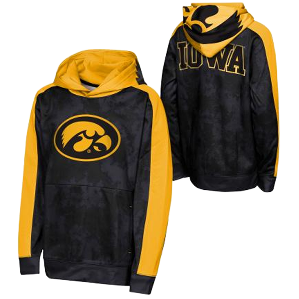 IOWA HAWKEYES KIDS OFFENSIVE TACKLE POLY FLEECE HOOD