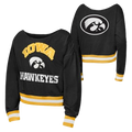 IOWA HAWKEYES GIRLS CHECK BOAT NECK TOP