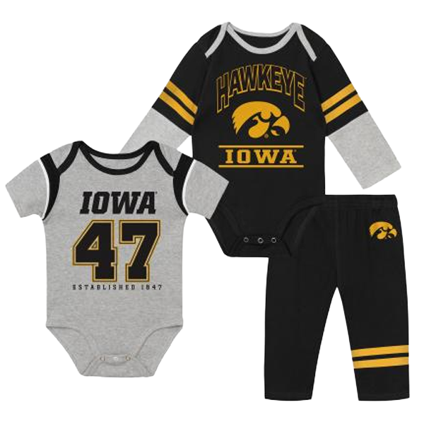 IOWA HAWKEYES INFANT DOUBLE UP CREEPER PANT SET