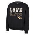IOWA HAWKEYES GIRLS CHECKERED LOVE CREW SWEATSHIRT