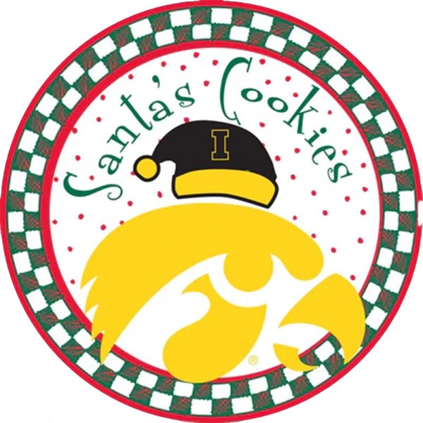 Iowa Hawkeyes Santa Cookie Plate