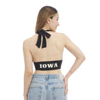 Iowa Hawkeyes Women's V-Neck Halter Crop Top