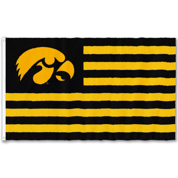 Iowa Hawkeyes Silk Screened Flag