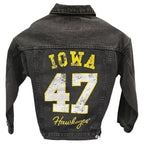 Iowa Hawkeyes Women's Black Denim Jacket Higgins