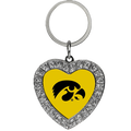 Iowa Hawkeyes Heart Rhinestone Keychain