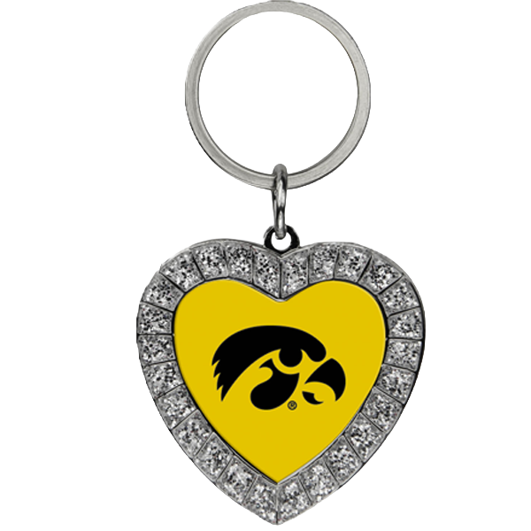 Iowa Hawkeyes Heart Rhinestone Keychain