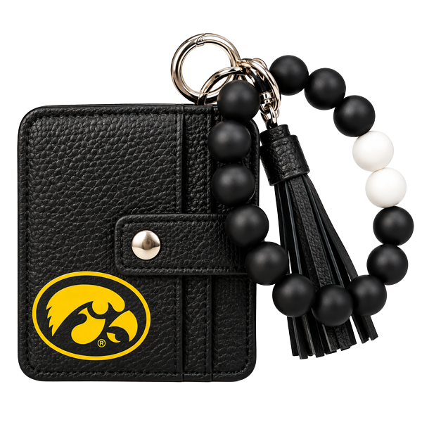 Iowa Hawkeyes Wristlet with Beaded Strap