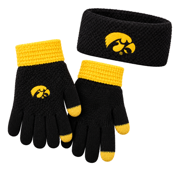 Iowa Hawkeyes Waffle Knit Glove & Headband Set