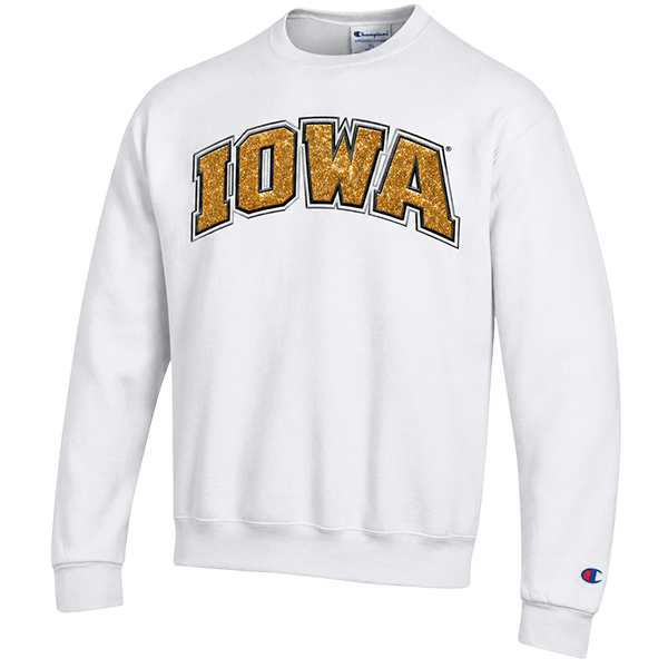 IOWA HAWKEYES POWERBLEND TWILL GLITTER CREW W/IOWA