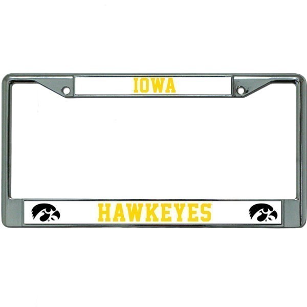 Iowa Hawkeyes White Metal License Plate Frame