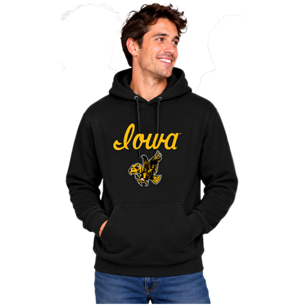 Iowa Hawkeyes Script Flying Hawk Hoodie
