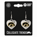 Iowa Hawkeyes Heart Dangle Earrings