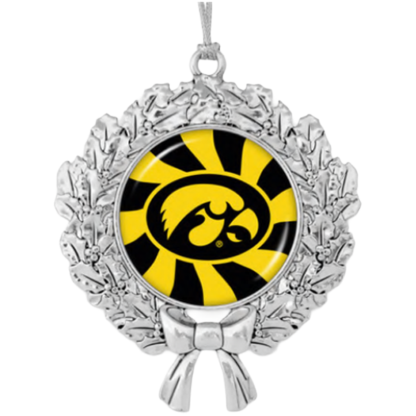 Iowa Hawkeyes Peppermint Wreath Ornament