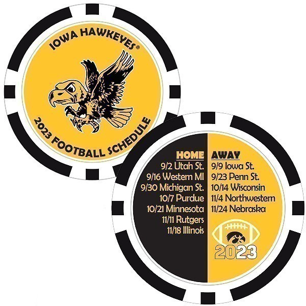 Iowa Hawkeyes 2023 Football Schedule Poker Chip