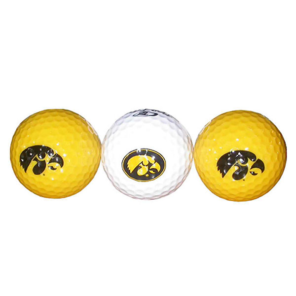 Iowa Hawkeyes Logo Gold & White 3-Pack Golf Balls