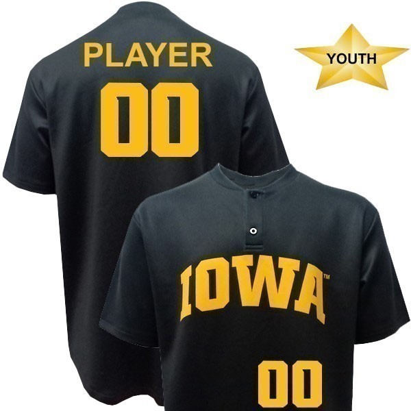 Iowa Hawkeyes Youth Baseball Black Player Jersey