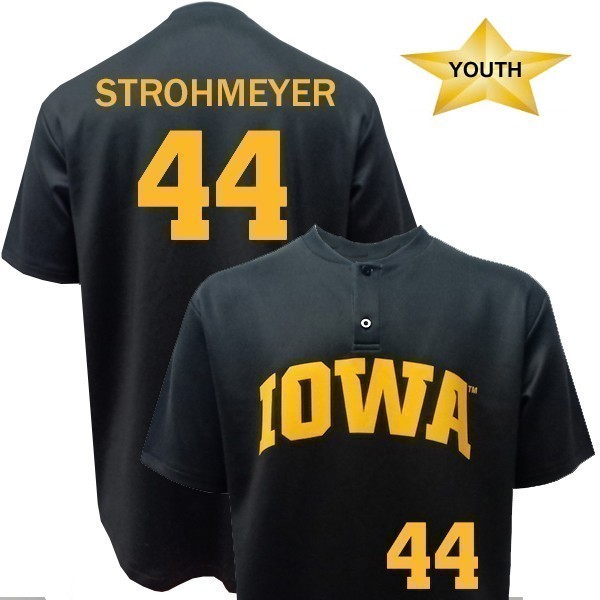 Iowa Hawkeyes Youth Baseball Strohmeyer Black #44 Jersey