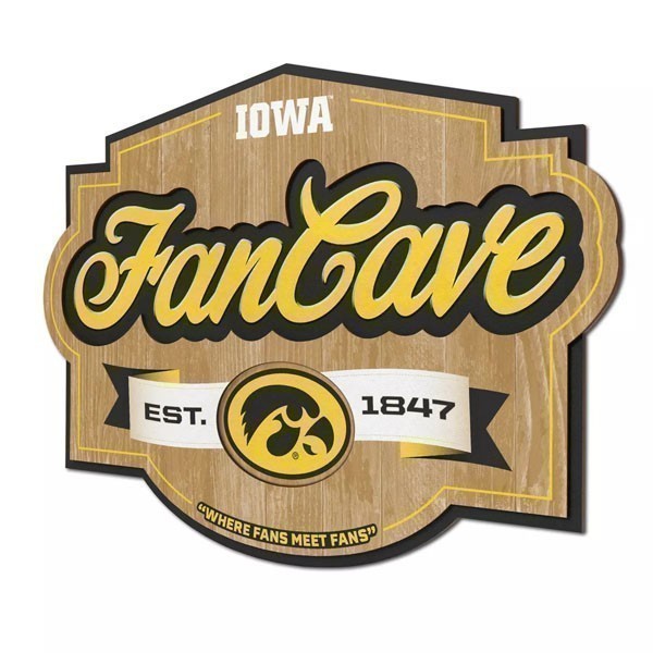 Iowa Hawkeyes Fan Cave Wooden Sign