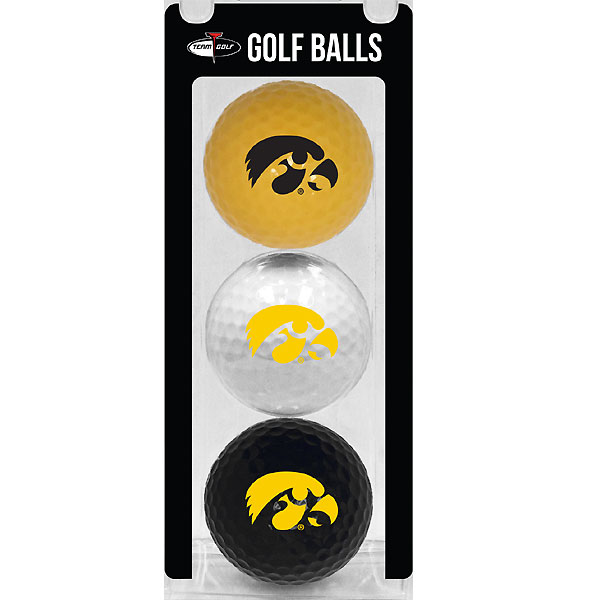Iowa Hawkeyes Logo Black/Gold/White 3-Pack Golf Balls