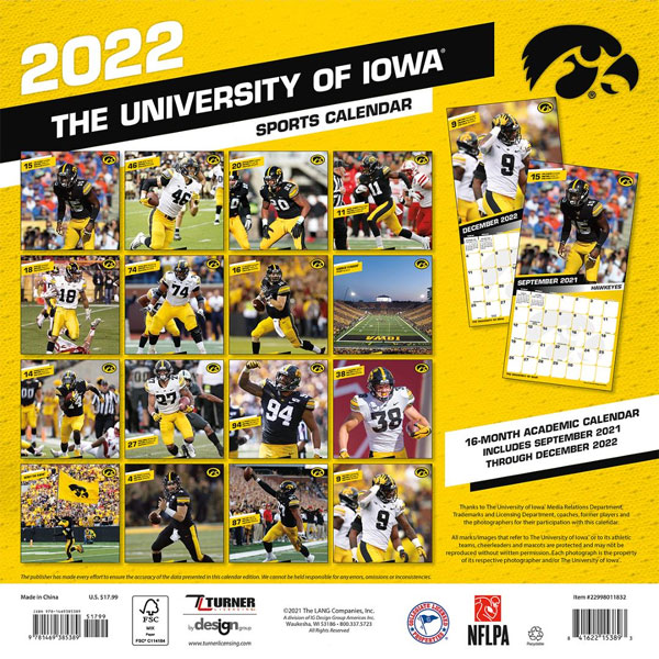 Iowa Hawkeyes 2022 Wall Calendar