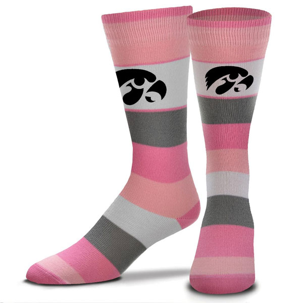 Iowa Hawkeyes Pro-Striped Pink Socks