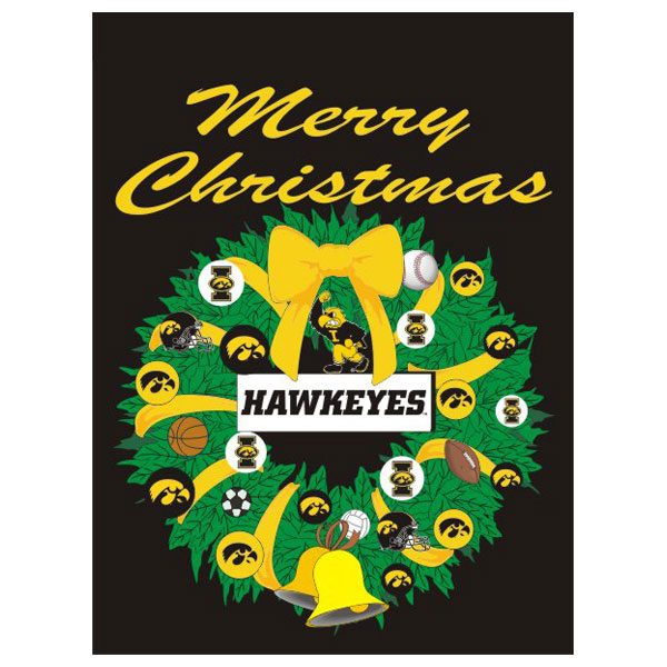 Iowa Hawkeyes Christmas Wreath Flag