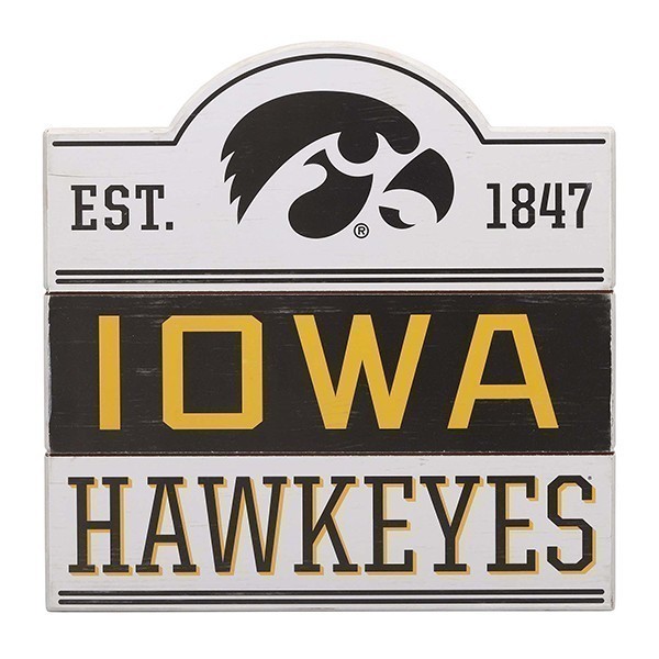Iowa Hawkeyes Bumped Plank Sign