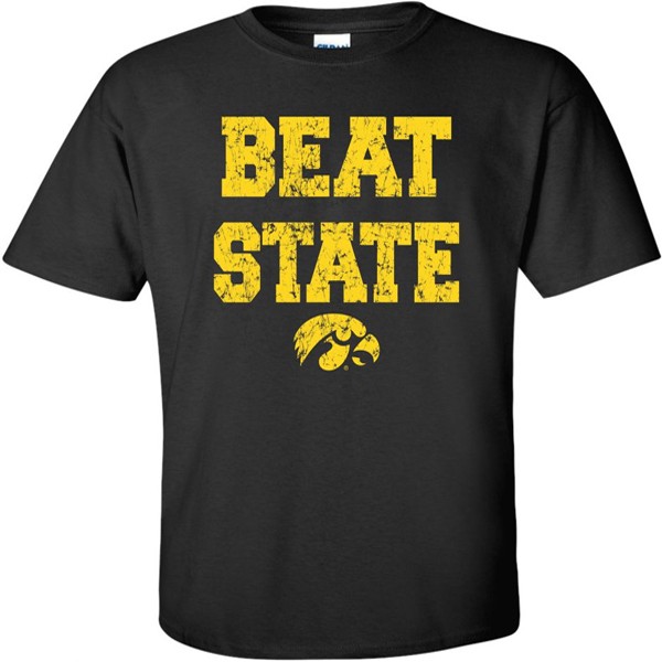 Iowa Hawkeyes Beat State Black Tee