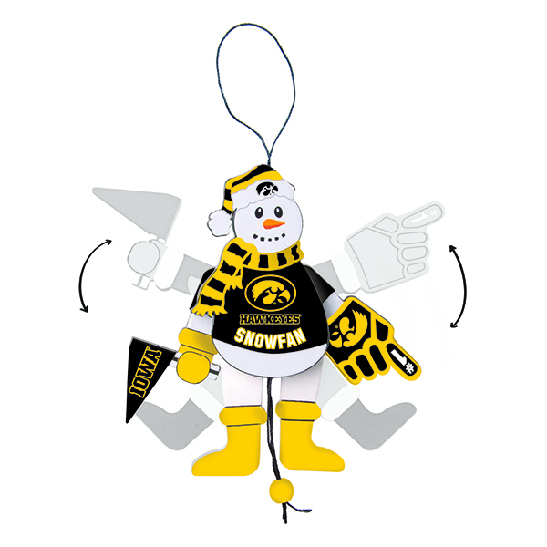 Iowa Hawkeyes Cheering Snowman Ornament