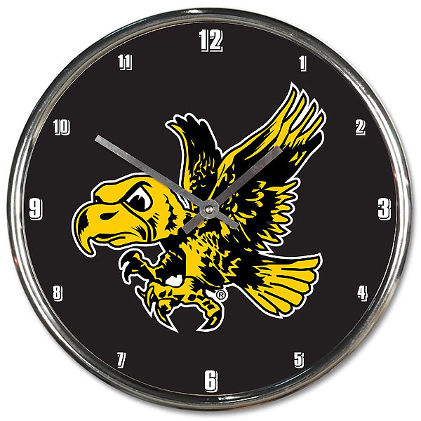 Iowa Hawkeyes Flying Herky Chrome Clock