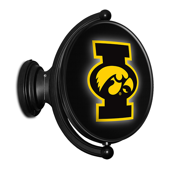 Iowa Hawkeyes Illuminated "I" Tigerhawk Logo Rotating Oval Sign