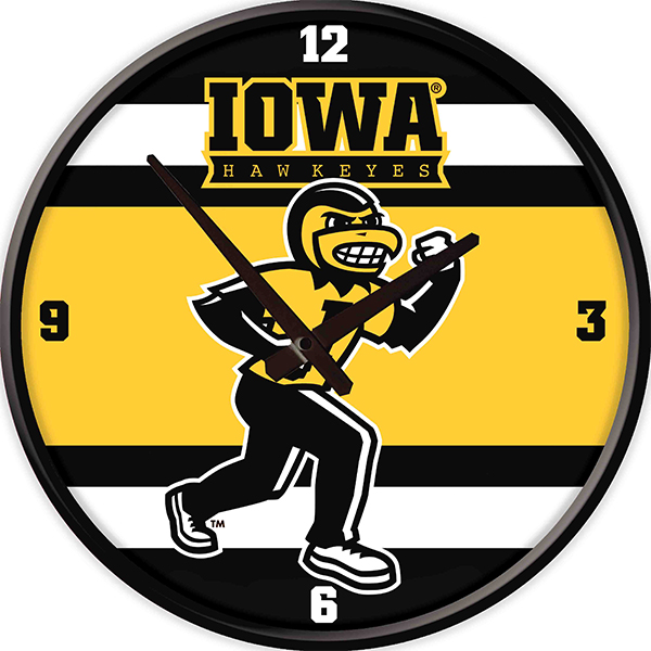 Iowa Hawkeyes Mascot Herky Stripe Clock