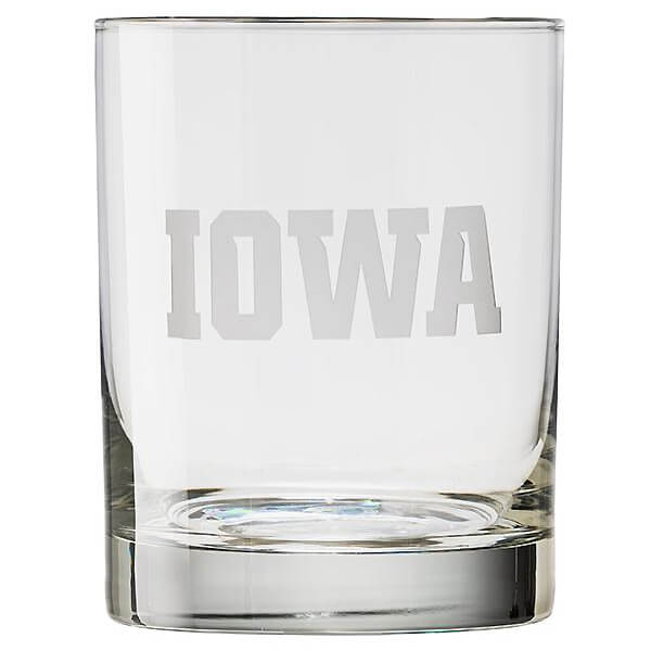 Iowa Hawkeyes IOWA Rocks Glass