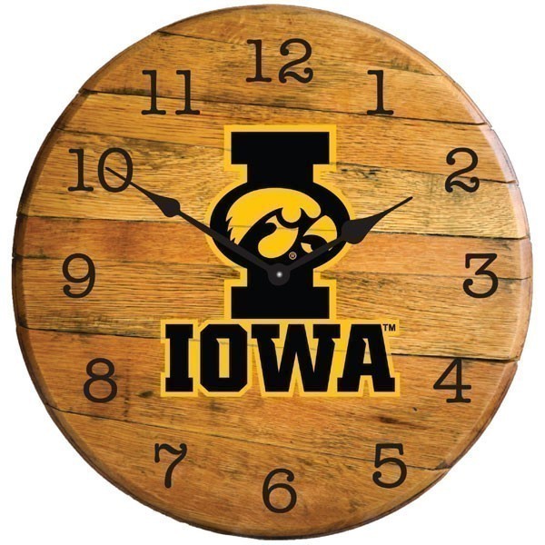 Iowa Hawkeyes Barrel Clock