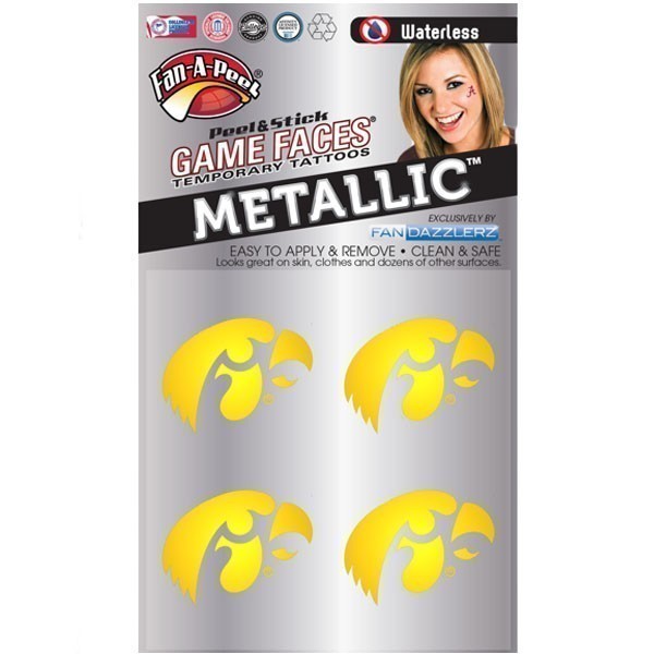 Iowa Hawkeyes Metallic Tigerhawk Tattoos