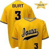 Iowa Hawkeyes Youth Baseball Burt Gold #3 Jersey