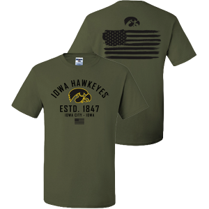 Iowa Hawkeyes Military Green Flag Tee